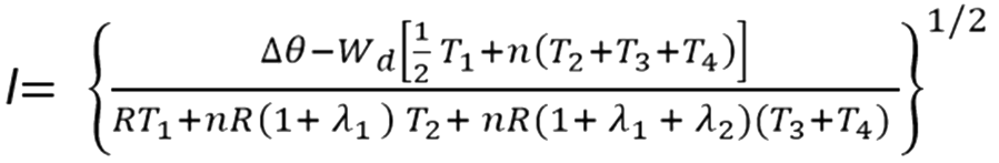 La formule mathématique - l’intensité maximale du courant