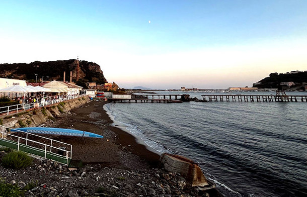 Naples' beach area at sunset, where America's Cup village will be built