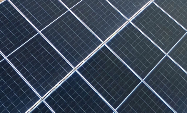 Close up of solar panels