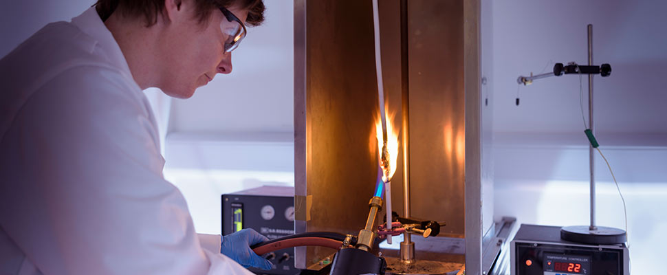 Vertical Flame Testing performed in The Cable Lab