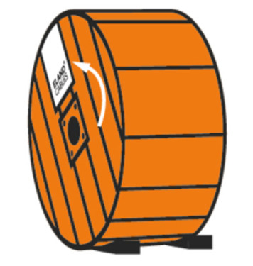Illustration showing how to correctly store a cable drum